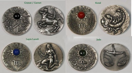 Zodiac Series – with precious stones – Complete in Silver