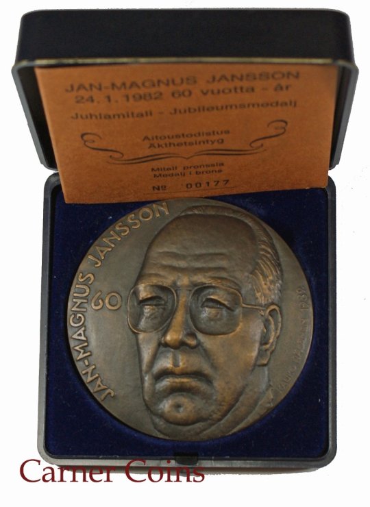 Commemorative Medal On the 60th birthday of Janus-Magnus Jansson, HK 105 - 1982